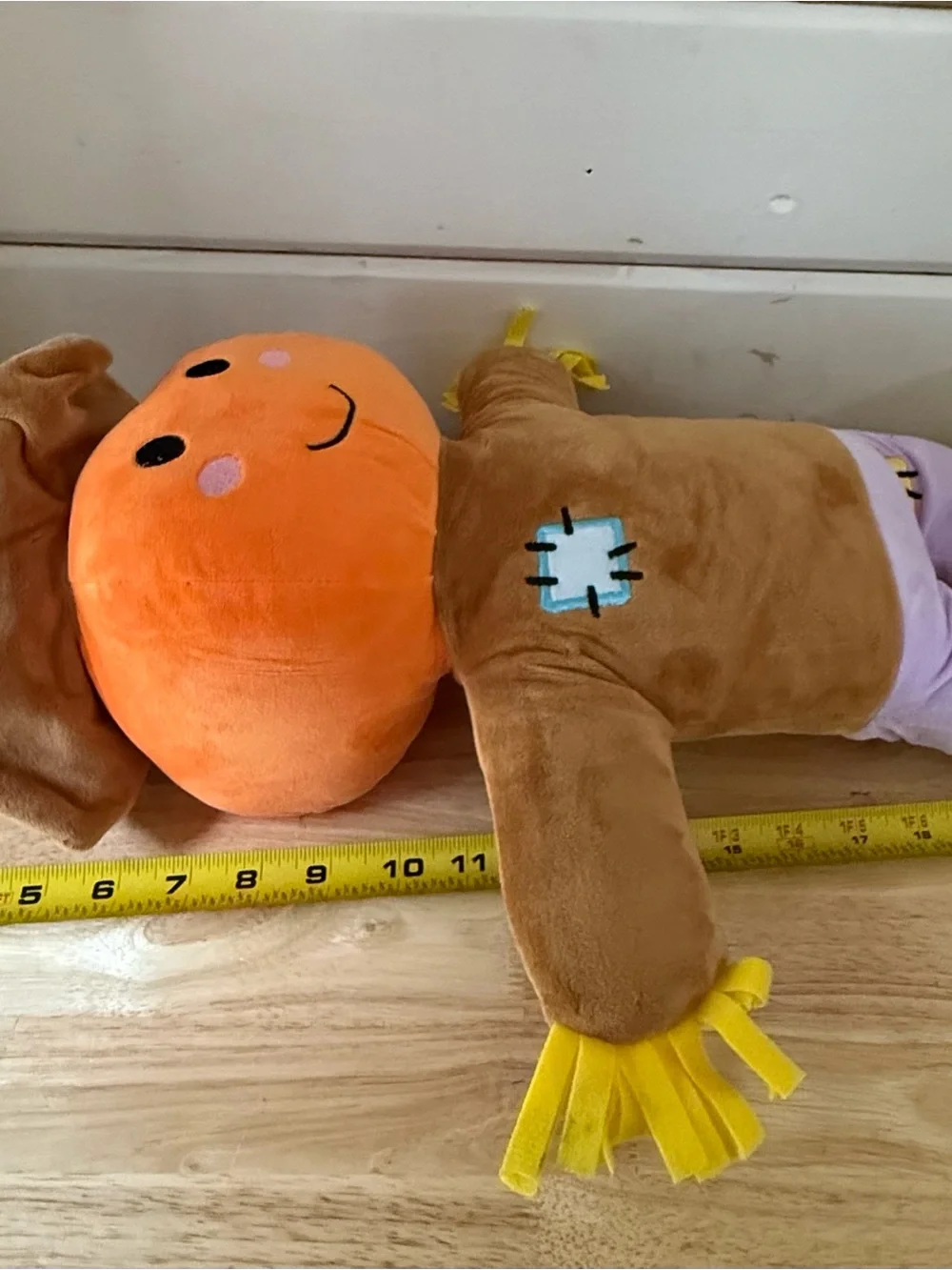 T.J.Maxx Orange & Brown Plush Scarecrow Dog Toy with Purple Pants